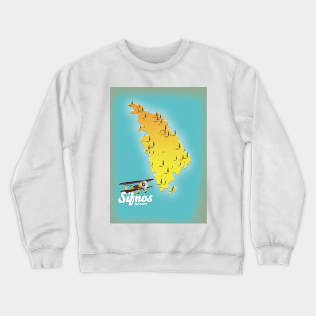 Sifnos Greece retro map Crewneck Sweatshirt by nickemporium1